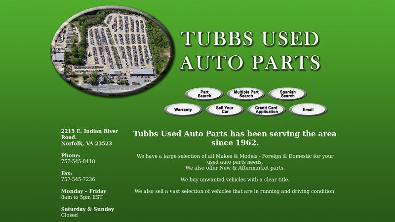Tubbs Used Auto Parts, Inc used auto parts virginia beach
