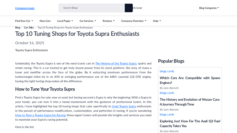 Tuning Shops for Toyota Supra Enthusiasts toyota supra performance parts