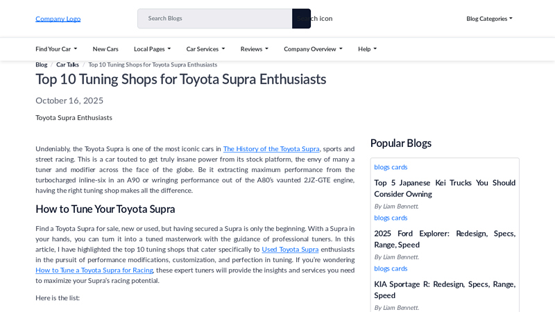 Tuning Shops for Toyota Supra Enthusiasts toyota supra parts