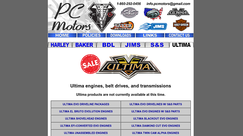 Ultima Engine, Transmission & Driveline for Harley Davidson shovelhead motor parts
