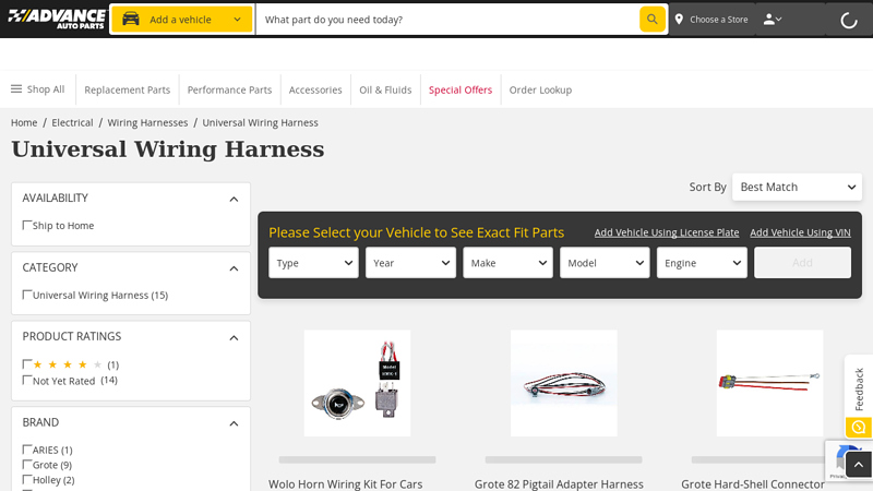 Universal Wiring Harness advance auto parts brodheadsville