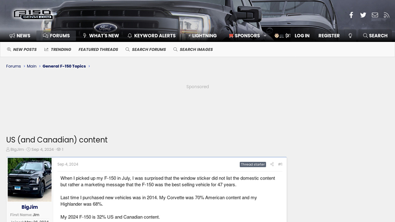 US (and Canadian) content f150 car parts