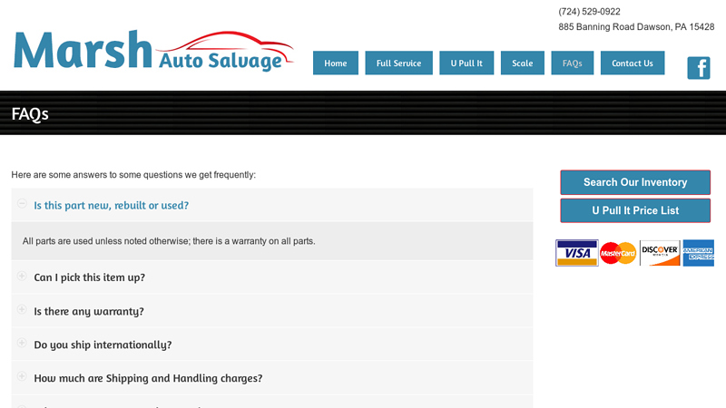 Used Auto Parts FAQ marsh's auto parts