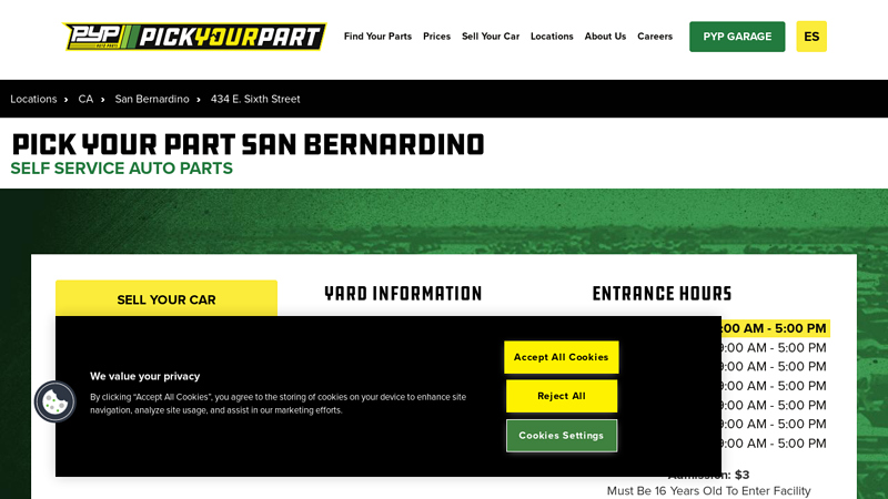 Used Auto Parts in San Bernardino 92410 car scrap yard parts near me