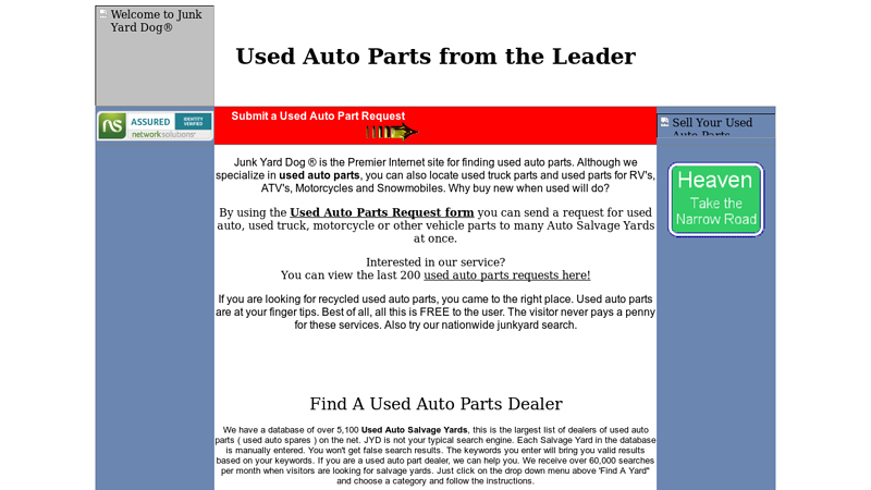 Used Auto Parts on Junk Yard Dog, 1st in Used Auto Parts junkyard dog auto parts