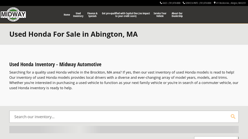 Used Honda Cars, SUVs, Trucks and Vans For Sale in Abington, MA midway auto parts