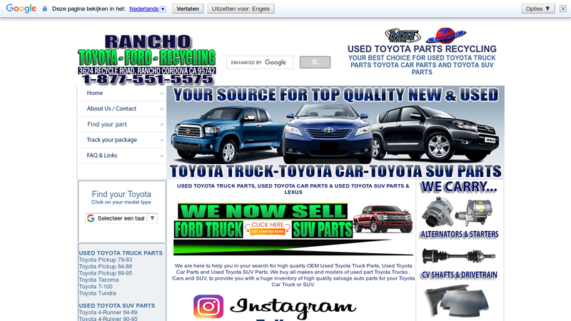 Used OEM Toyota Auto, Truck and Suv Parts Recycling toyota parts rancho cordova