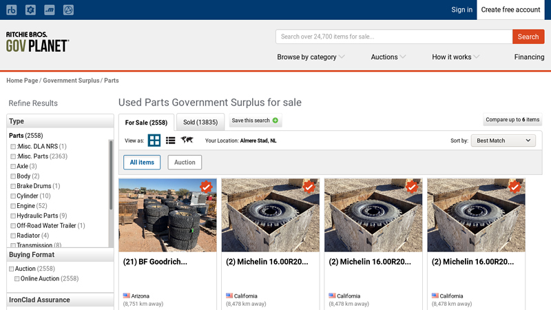 Used Parts Government Surplus for sale spare parts auto surplus