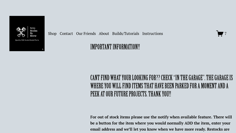 VCG Resins resin model truck parts