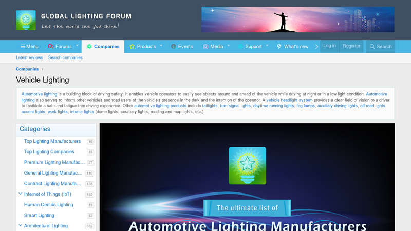 Vehicle Lighting Manufacturers auto parts lamp