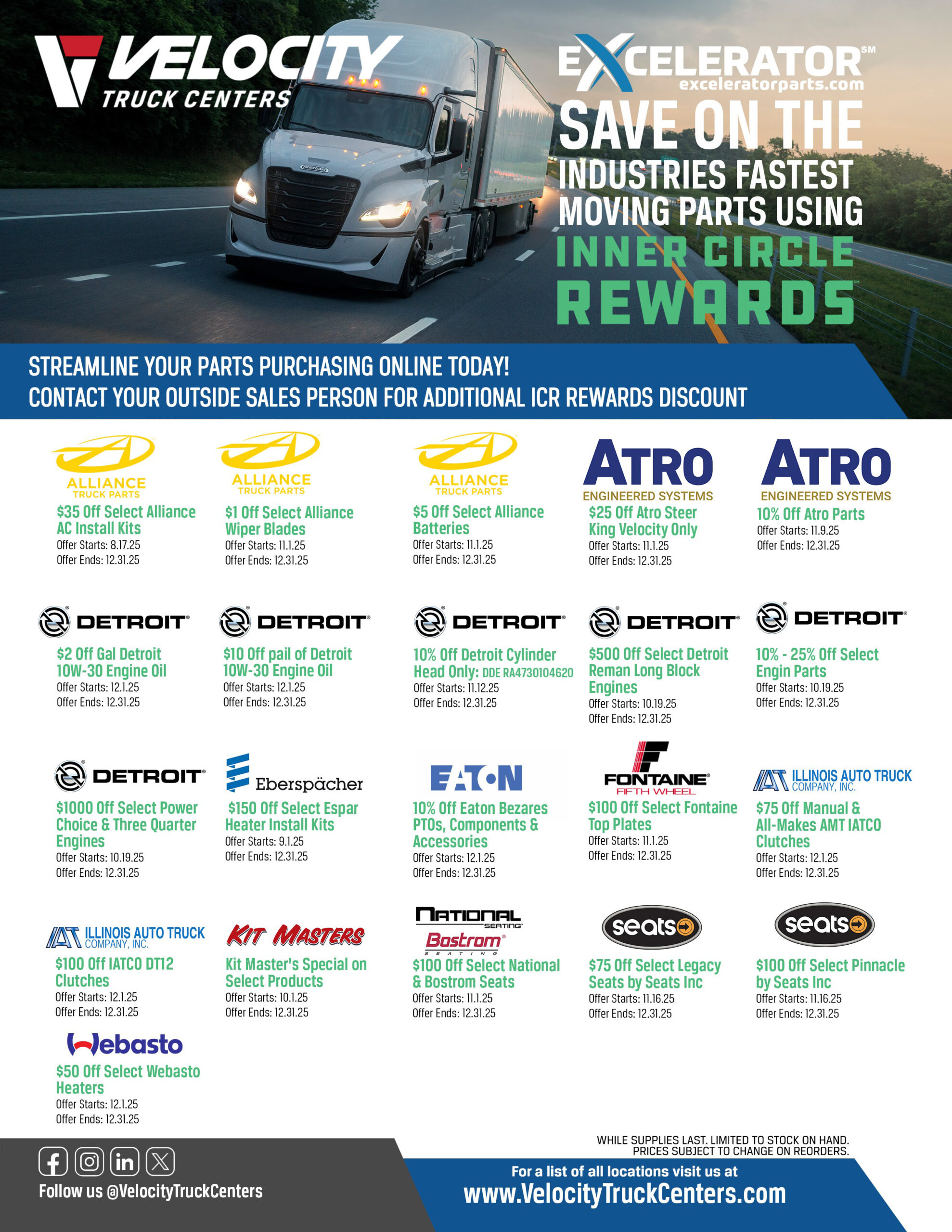 Velocity Truck Centers - Whittier Parts guide