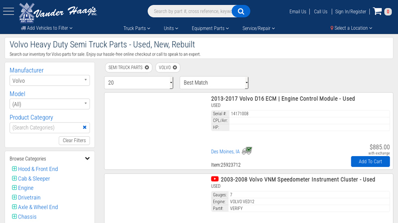 Volvo Heavy Duty Semi Truck Parts volvo semi truck parts near me