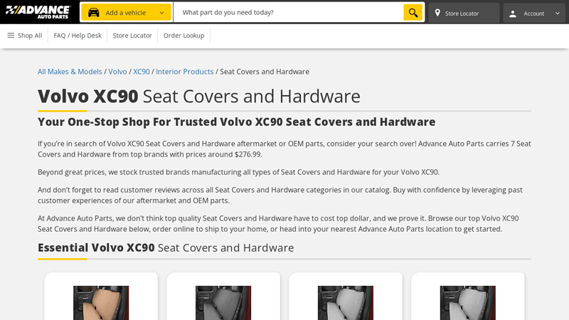 Volvo XC90 Seat Covers and Hardware advance auto parts new castle indiana