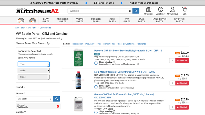 VW Beetle Parts Inventory beetle auto parts