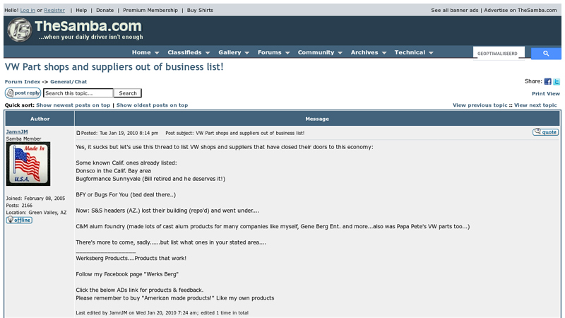 VW Part shops and suppliers out of business list! vw bug auto parts