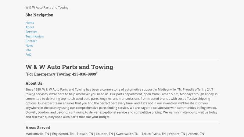 W & W Auto Parts and Towing w & w auto parts