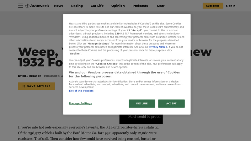 Weep, you sinners: Brand 1932 ford parts