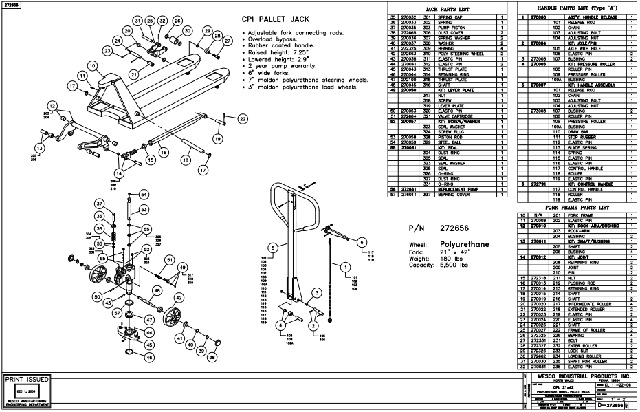 Wesco Pallet Truck Parts guide
