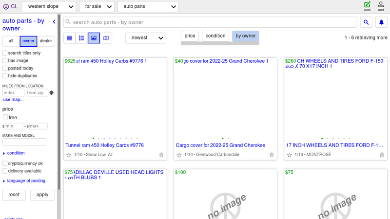western slope auto parts for sale by owner craigslist auto parts - by owner