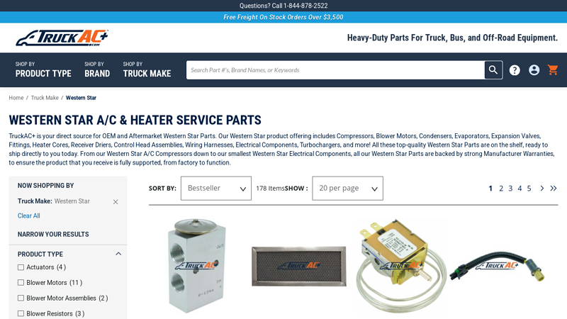 Western Star A/C & Heater Service Parts western star truck parts