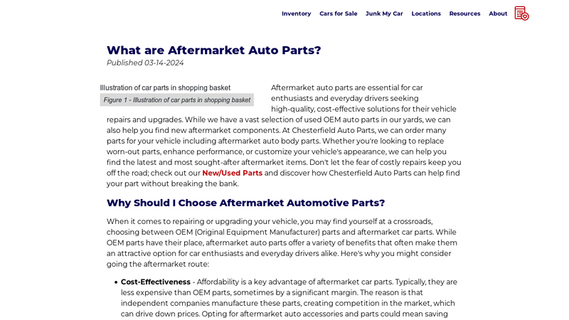 What are Aftermarket Auto Parts? chesterfield auto parts genito