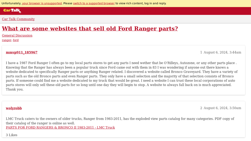 What are some websites that sell old Ford Ranger parts? ford part online