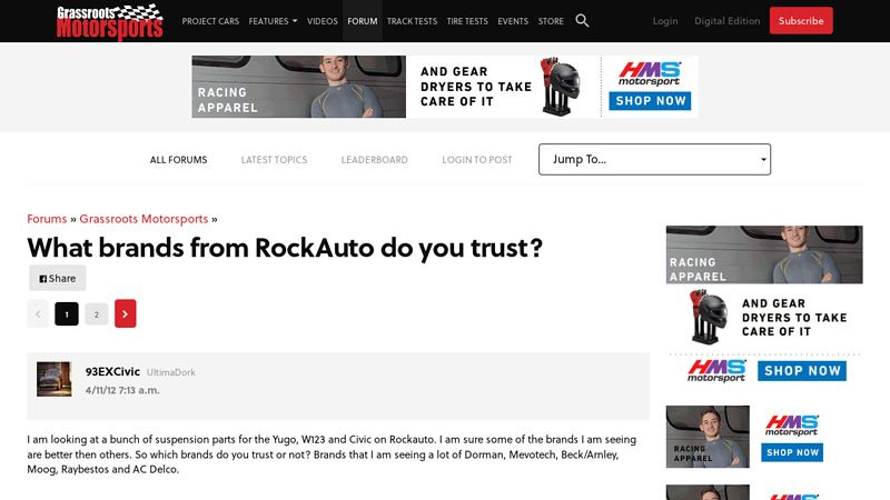 What brands from RockAuto do you trust? rockauto honda parts