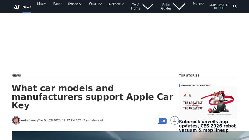 What car models and manufacturers support Apple Car Key apple car parts