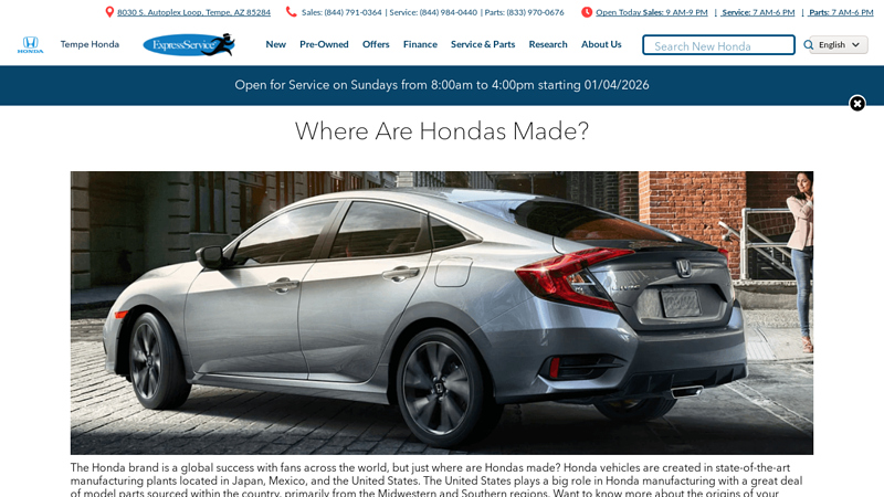 Where are Hondas Made? Tempe AZ south honda parts