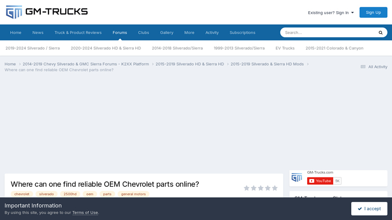 Where can one find reliable OEM Chevrolet parts online? chevrolet truck parts online