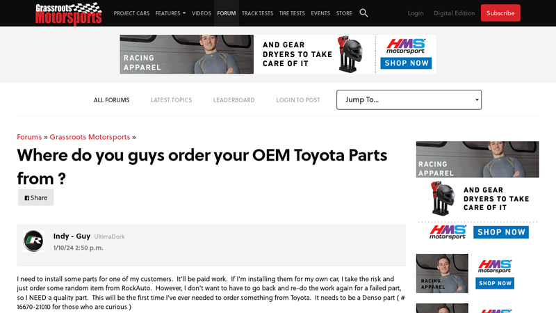 Where do you guys order your OEM Toyota Parts from where to buy oem toyota parts