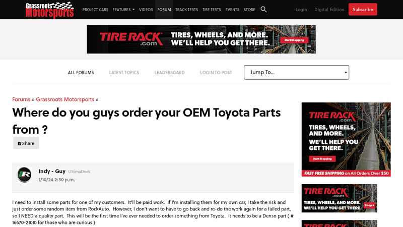 Where do you guys order your OEM Toyota Parts from cheapest toyota oem parts