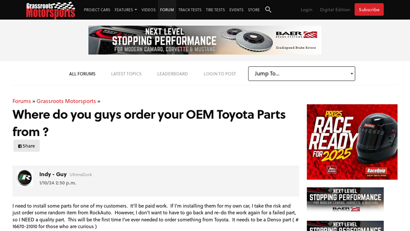Where do you guys order your OEM Toyota Parts from toyota car parts online