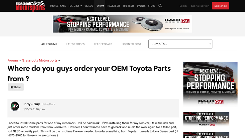 Where do you guys order your OEM Toyota Parts from toyota parts cheap