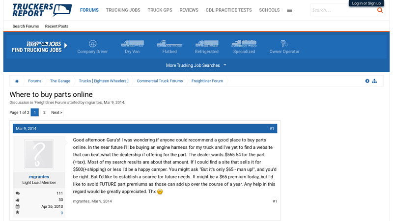 Where to buy parts online used freightliner truck parts