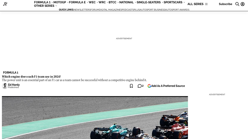 Which engine does each F1 team use in 2024? formula 1 race car parts