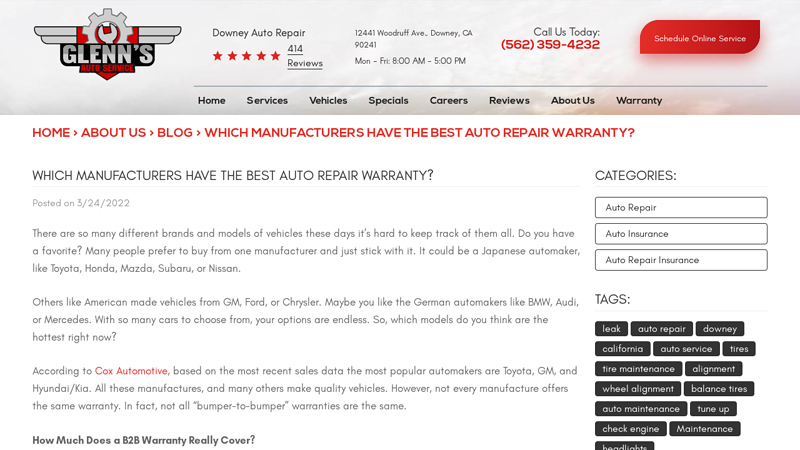 Which Manufacturers Have the Auto Repair Warranty ... glenn's auto parts
