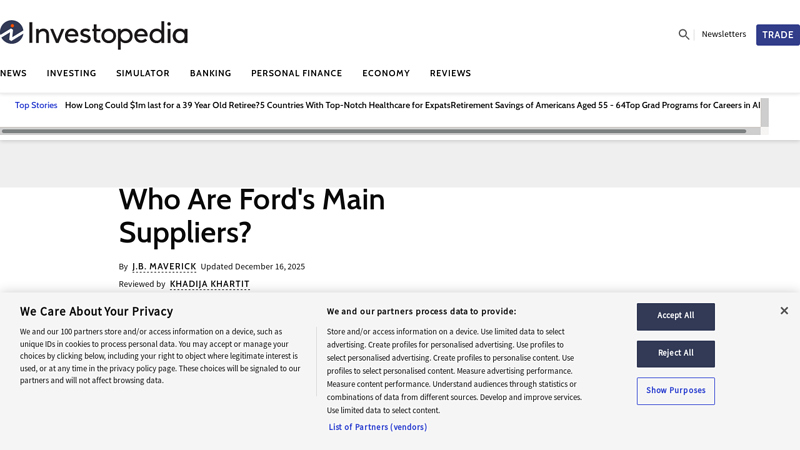 Who Are Ford's Main Suppliers? ford motor replacement parts