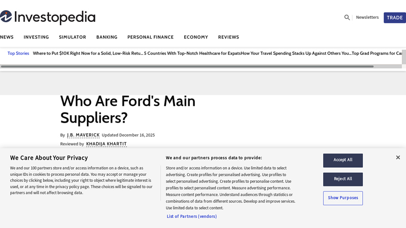 Who Are Ford's Main Suppliers? ford f 150 pickup truck parts