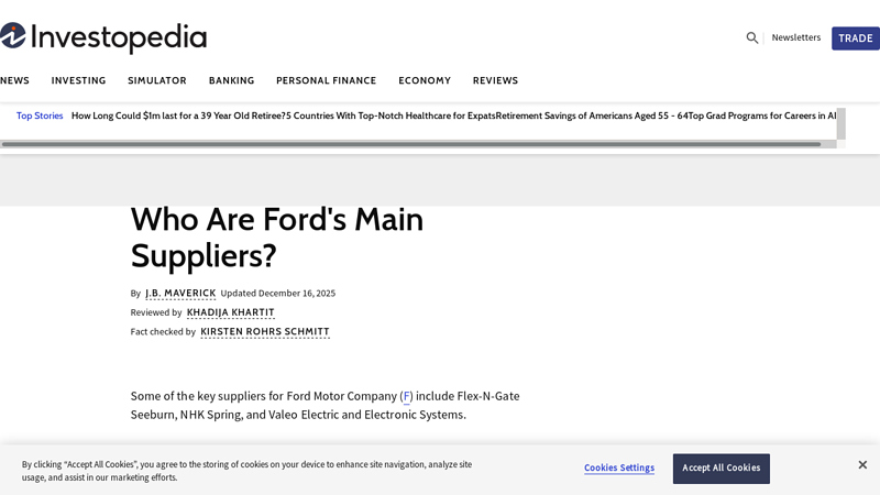 Who Are Ford's Main Suppliers? original ford parts