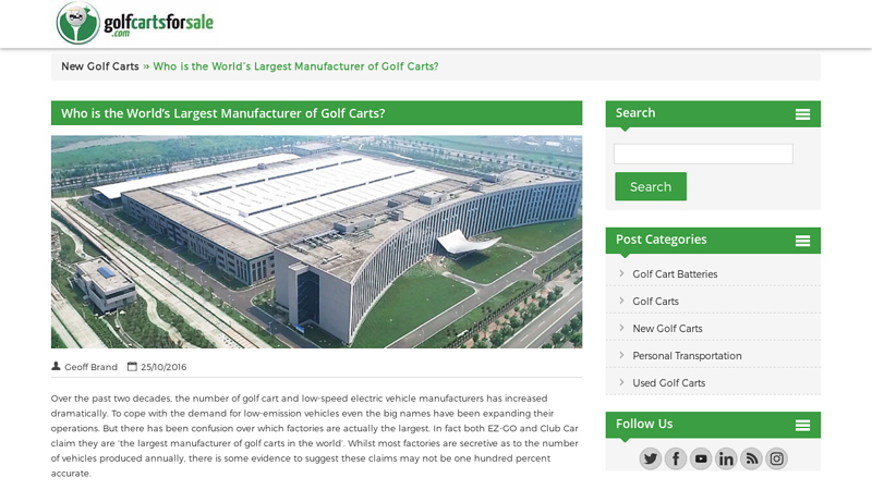 Who is the World's Largest Manufacturer of Golf Carts? club car parts
