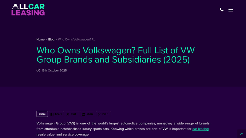 Who Owns Volkswagen? Full List of VW Group Brands ... volkswagen auto parts