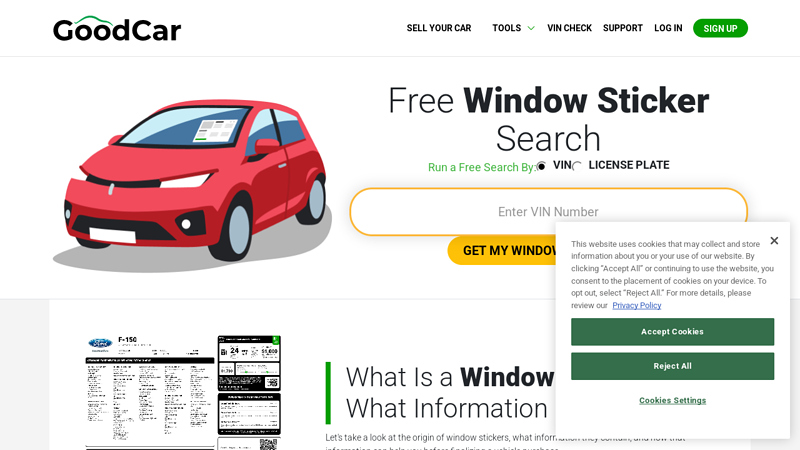 Window Sticker Lookup by VIN Number and Plate ford show parts window sticker