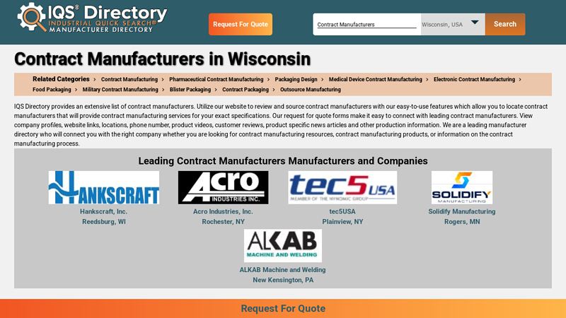Wisconsin Contract Manufacturer Companies car parts eau claire wi