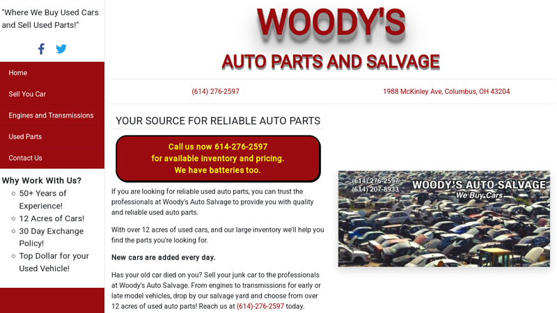 Woody's Auto Parts and Salvage, Auto Salvage Lot columbus used car parts