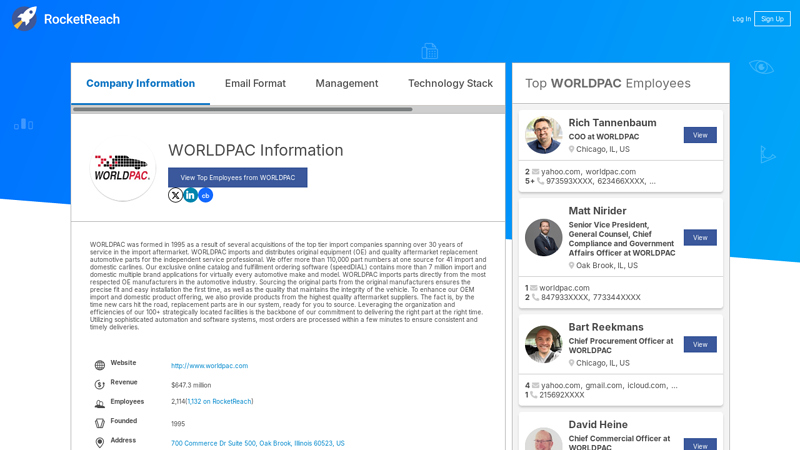 WORLDPAC Information world pac auto parts