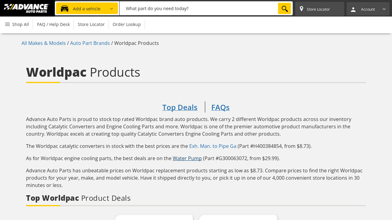 Worldpac Products worldpac auto parts