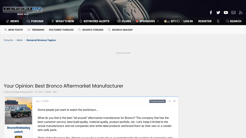 Your Opinion:  Bronco Aftermarket Manufacturer ford bronco parts